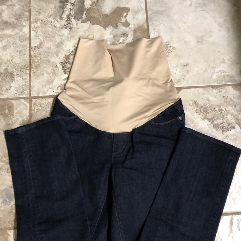 LOFT Petite Maternity Dark Wash Straight Leg Jean